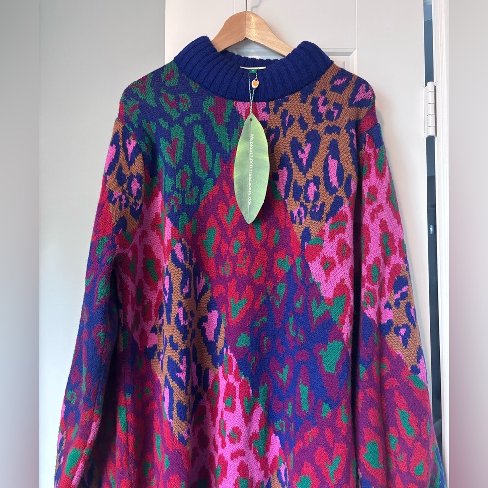 Farm Rio Mixed Leopard Pop Sweater Dress XL - Picture 5 of 7